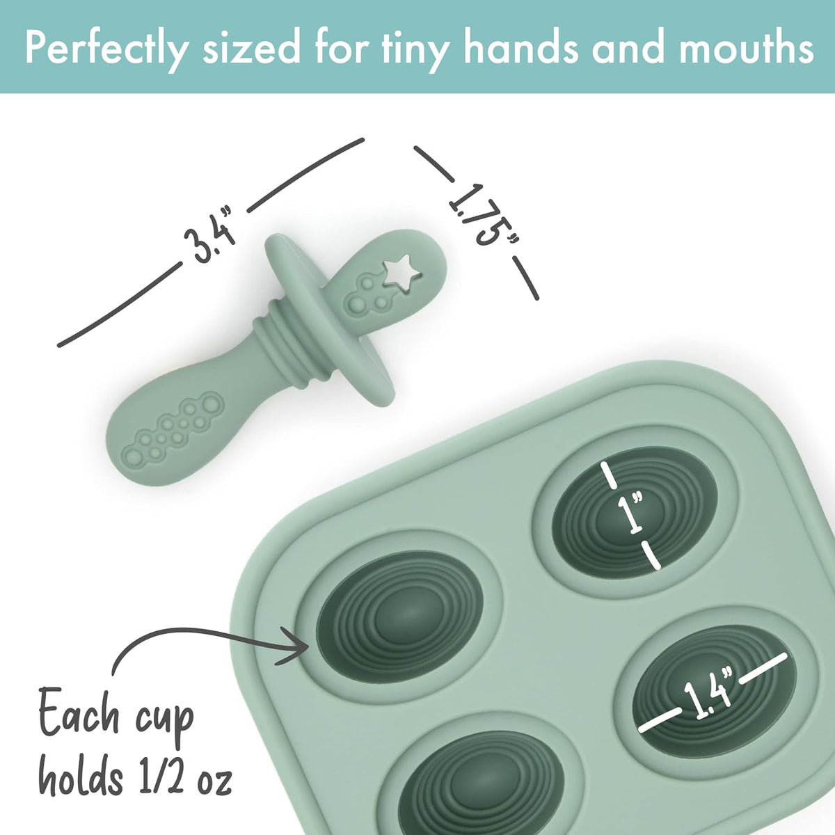 Silicone Petite Popsicle Mold - BPA-Free Baby Teether Pops - Dishwasher Safe - Suitable for 4 Months and Up